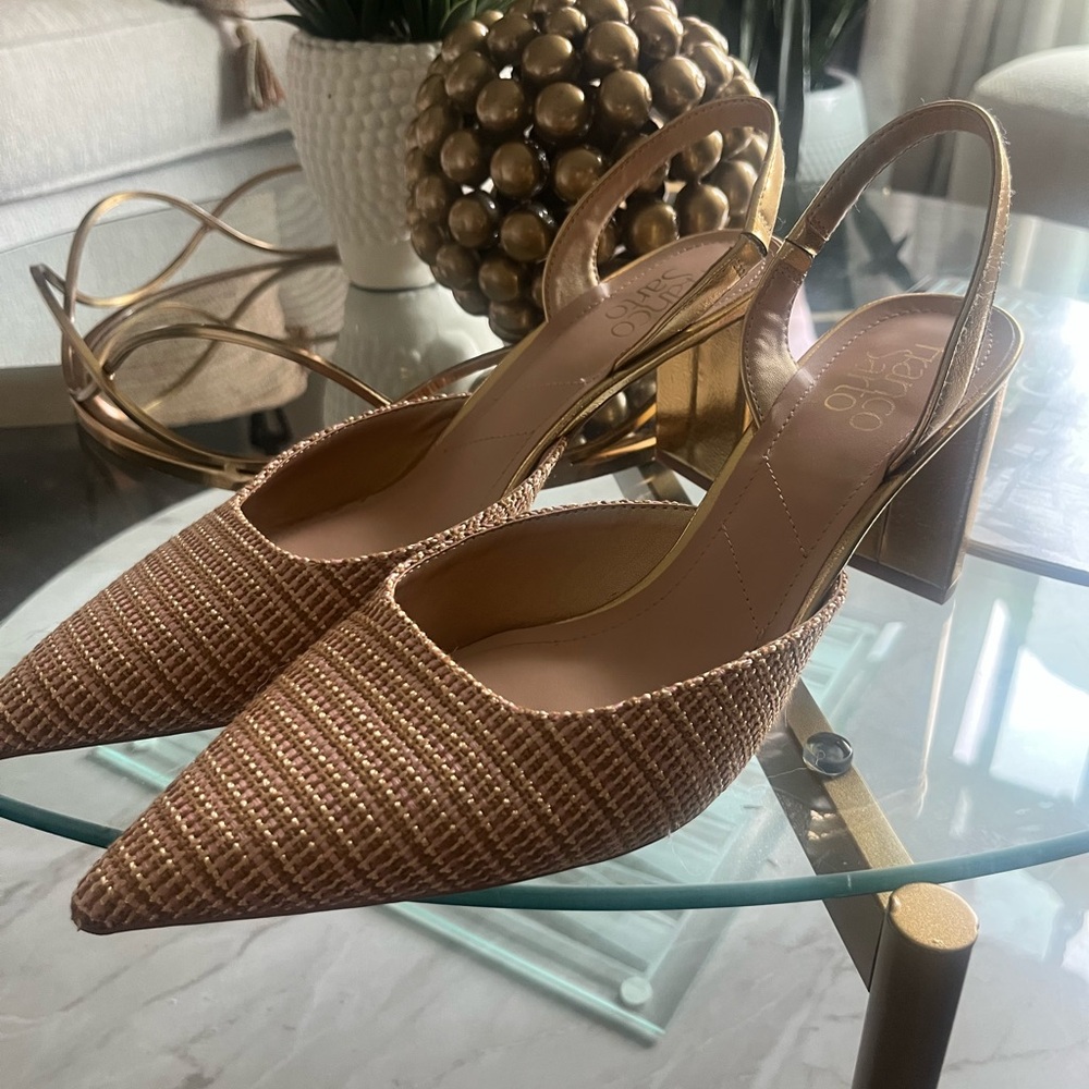 Franco Sarto Metallic Gold Slingback Heels